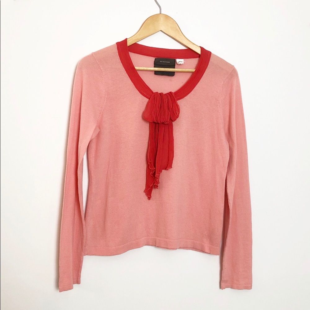 Guinever Anthropologie silk bow long sleeve blouse